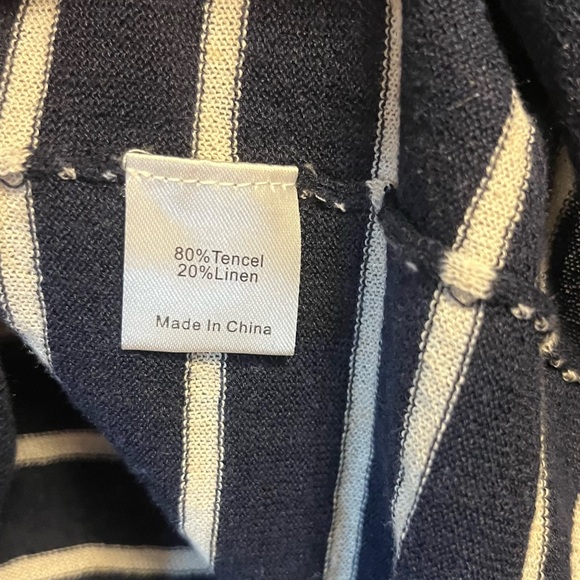 Tuckernuck Sweater Navy & White Striped Clayton 3/4 Sleeve Knit Polo Sz XS/S GUC - Picture 11 of 12